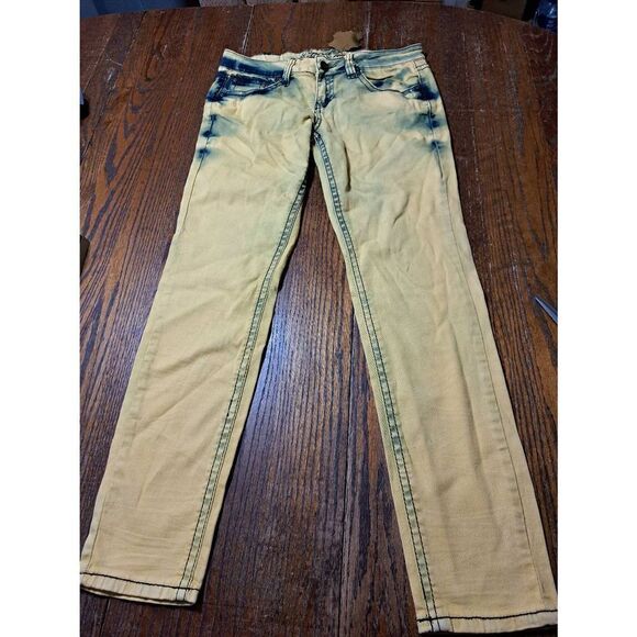 New Size 9/29 Request Jeans Yellow Blue Streetwear Denim Blue Jeans Pockets NWT - Picture 1 of 5